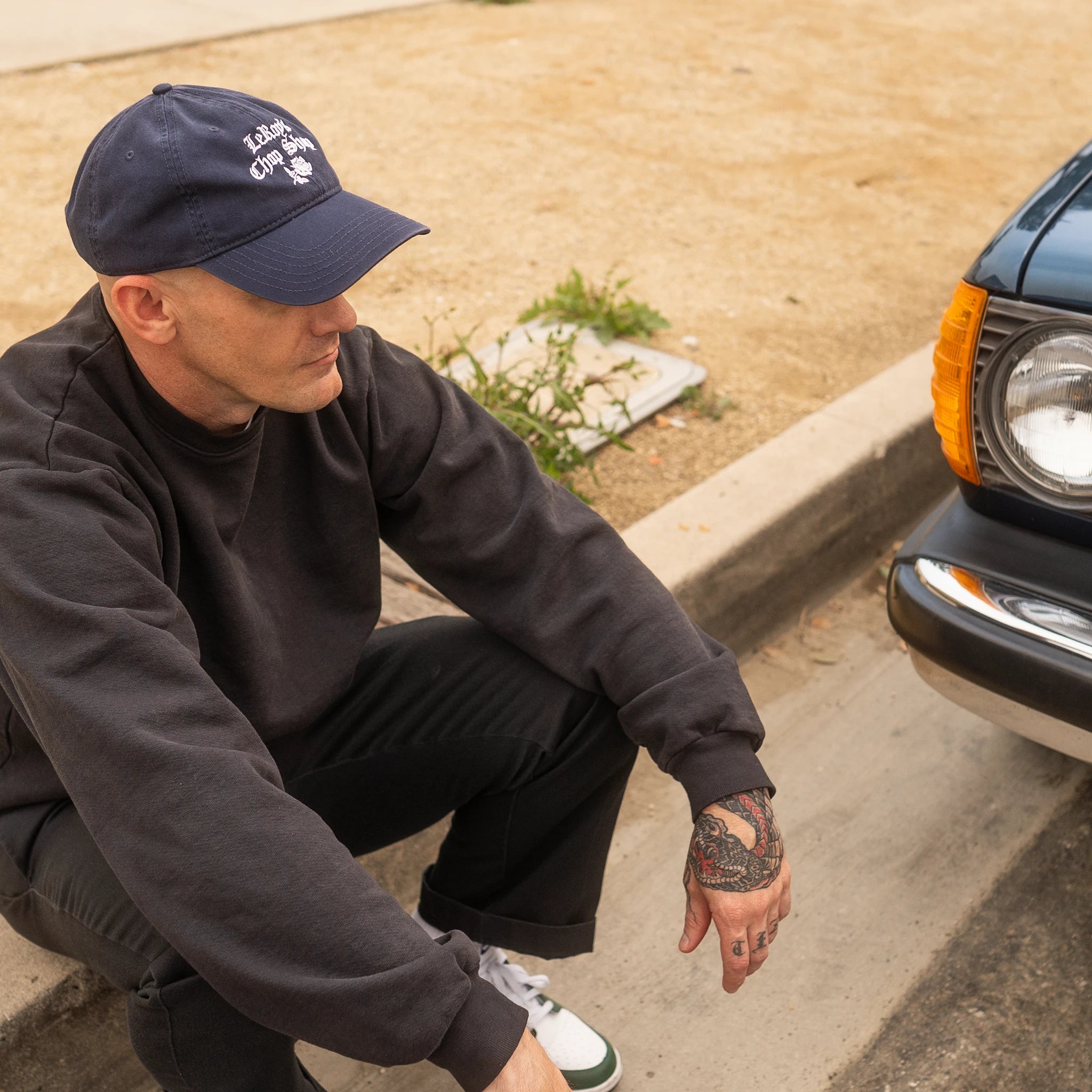 LeRoy's Chop Shop Embroidered Navy Dad Cap