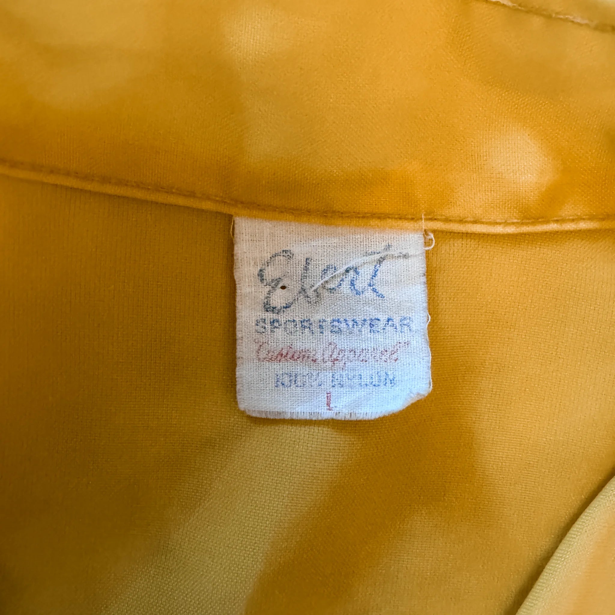 Chaqueta de carreras grande Ebert Sportswear amarilla de la década de 1970