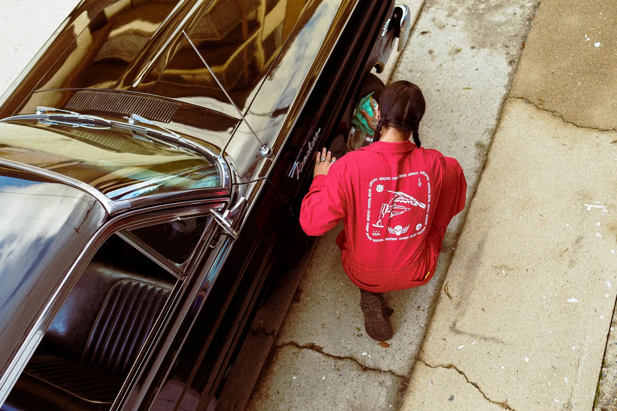 Grind Your Sins Away Long Sleeve Red Coveralls